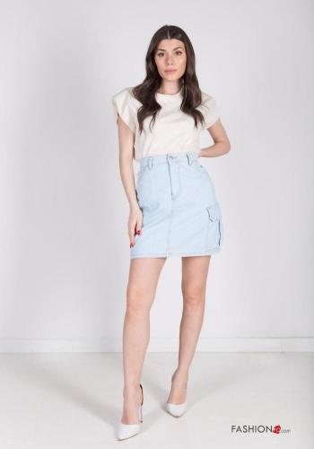 Minigonna in Cotone denim con tasche - ph 1
