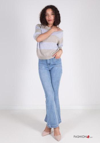 ausgestellte Jeans aus Baumwolle mit Knöpfen mit Taschen