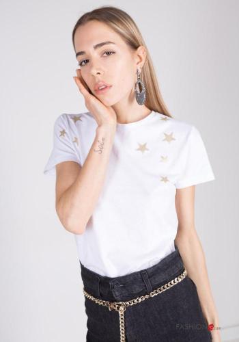 T-shirt in Cotone maniche corte girocollo Fantasia stampata - ph 1
