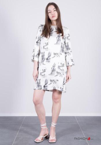Places and countries print long sleeve crew neck knee-length Dress