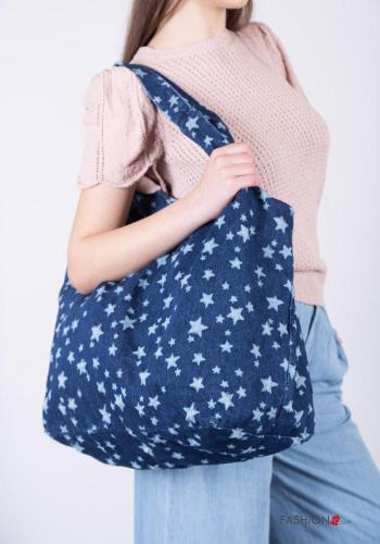 Printed denim oversized Cotton Shoulder bag - ph 1