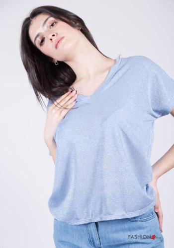 kurze ärmel Bluse mit V-Ausschnitt - ph 1