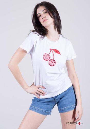 T-shirt de Algodón manga corta cuello redondo Diseño impreso
