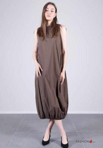 Abito in Cotone lungo senza maniche a sacchetto con tasche con elastico - ph 1