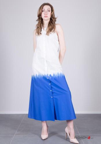 sleeveless long Cotton Sleeveless Dress with buttons