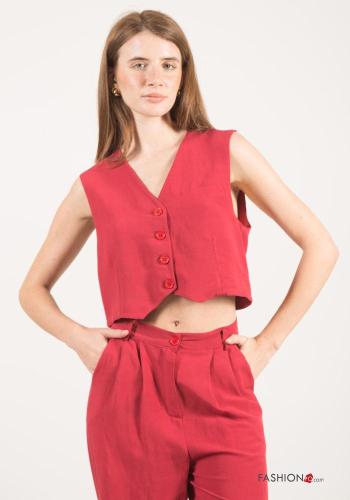 Chaleco de Lino con botones con cuello en v - ph 1