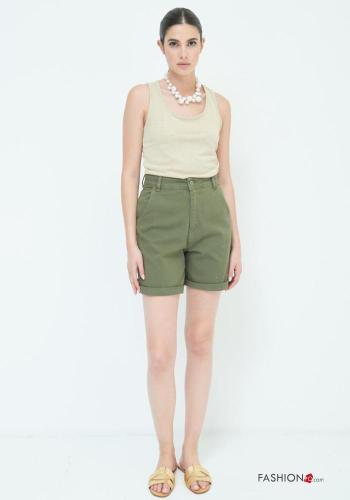 Cotton Bermuda with buttons with zip with pockets