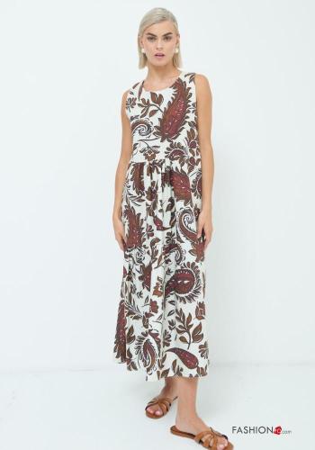 Vestido de Algodón largo sin mangas cuello redondo Estampado de Paisley - ph 1