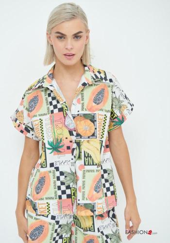 Camicia in Cotone maniche corte con colletto con bottoni