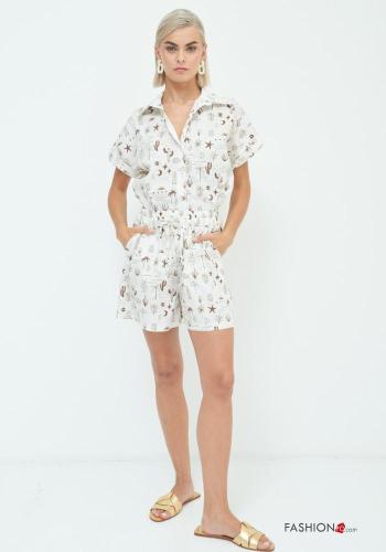 Shorts en Coton imprimé avec poches avec élastique