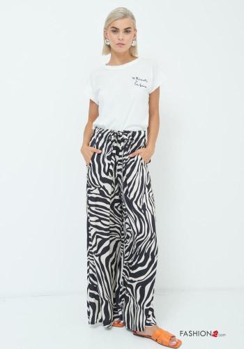 Pantalon Imprimé animalier avec poches avec coulisse - ph 1
