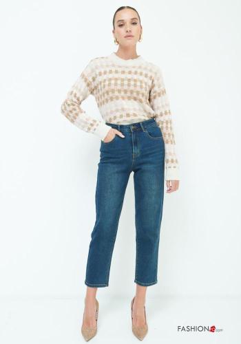 Jeans aus Baumwolle mit Knöpfen mit Reißverschluss mit Taschen - ph 1
