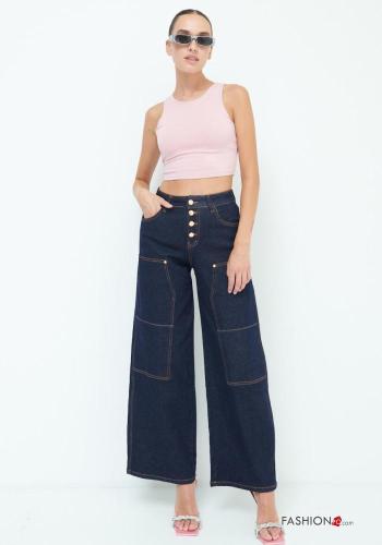 Denim Jeans aus Baumwolle mit Knöpfen mit Taschen - ph 1