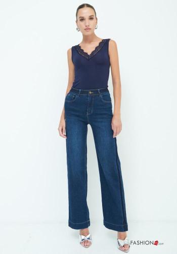 Denim Jeans aus Baumwolle mit Knöpfen mit Reißverschluss mit Taschen - ph 1