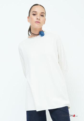 Maglione maniche lunghe girocollo con spacco - ph 1
