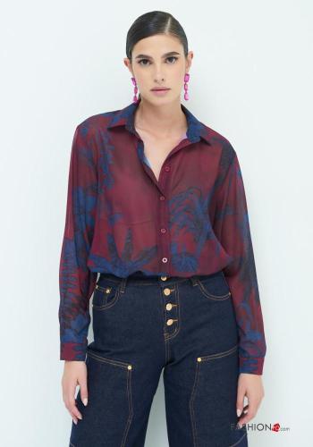 Camicia chiffon maniche lunghe con colletto Fantasia floreale con bottoni - ph 1