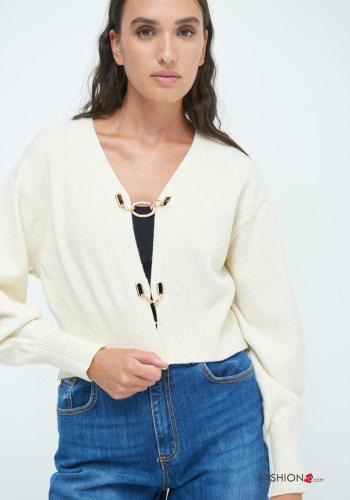 lange ärmel kurz Strickjacke mit kette - ph 1