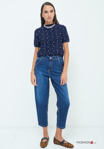 Jeans aus Baumwolle mit Knöpfen mit Reißverschluss mit Taschen - ph 1