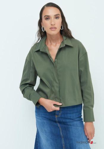 Camicia in Cotone maniche lunghe con colletto con bottoni