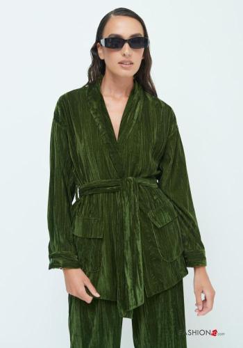 Samt Jacke mit Gürtel mit Taschen - ph 1