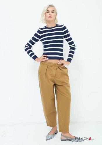Niedrige Taille Chino aus Baumwolle mit Taschen - ph 1