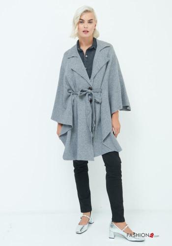 Poncho con cintura in stoffa - ph 1