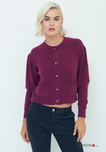 Chaqueta de punto manga larga cuello redondo con botones con bolsillos - ph 1