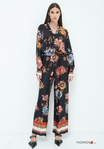 Blumenmuster wide leg Hose mit gummizug - ph 1