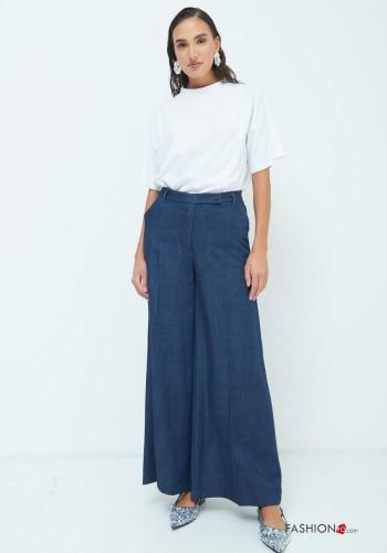 wide leg Hose mit Knöpfen mit Reißverschluss mit Taschen - ph 1