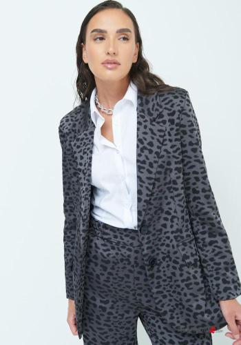 Tiermuster Blazer mit Knöpfen mit Taschen - ph 1