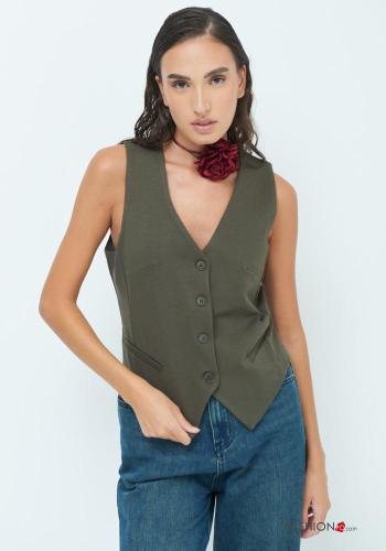 Chaleco con botones con cuello en v - ph 1
