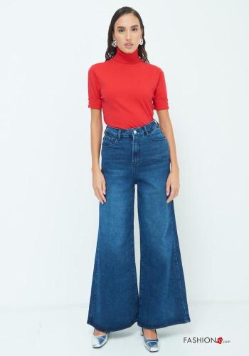 Jeans in Cotone a zampa con tasche con bottoni con zip - ph 1