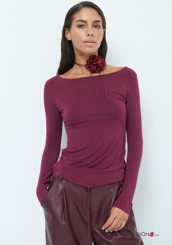 Long sleeved top boat neckline