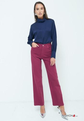 Cotton Trousers with buttons with zip with pockets