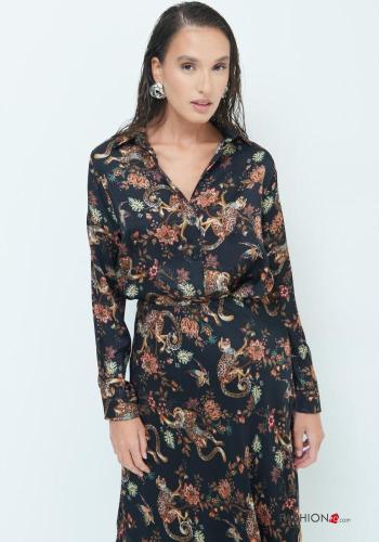 Camicia maniche lunghe con colletto Fantasia floreale con bottoni - ph 1