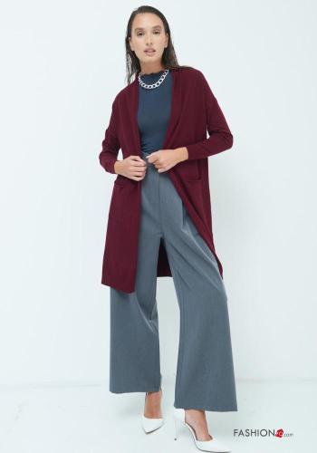 knielanger Strickjacke mit Taschen