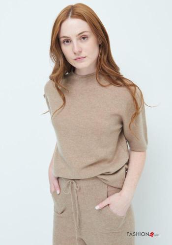 short sleeve crew neck Cashmere Blend Sweater - ph 1