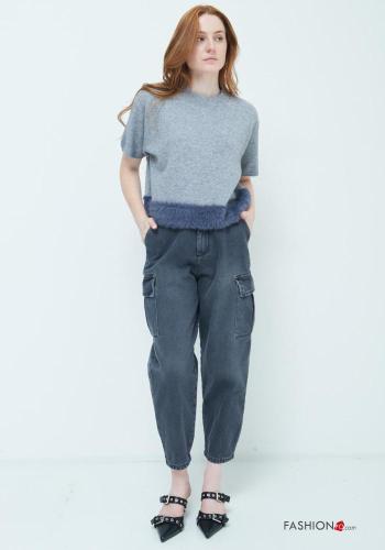 Jeans in Cotone con tasche con bottoni con zip - ph 1