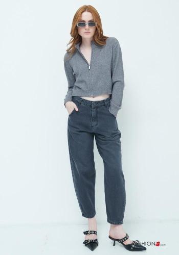 Jeans in Cotone con tasche con bottoni con zip - ph 1