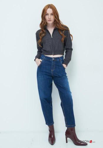 Cotton Jeans with buttons with zip with pockets - ph 1