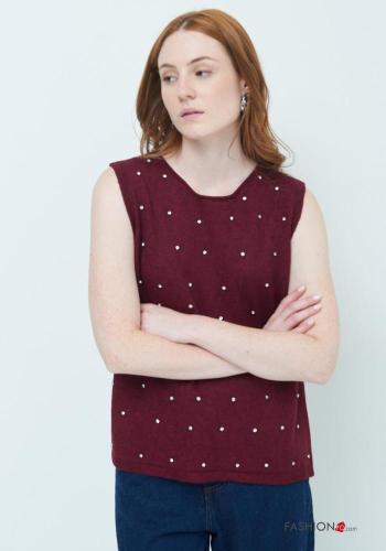 Maglione senza maniche girocollo con strass