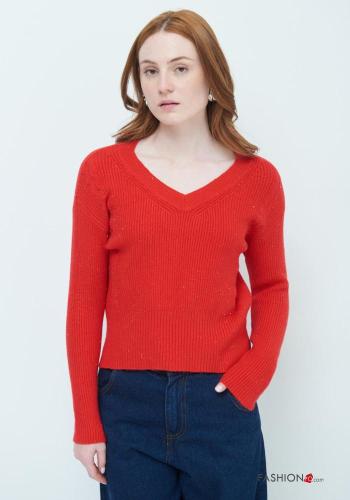 Ribbed long sleeve Sweater with v-neck - ph 1