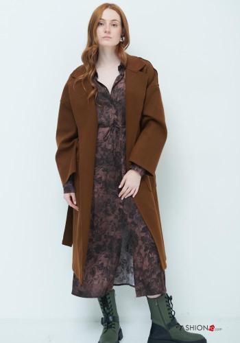 Cappotto con tasche con cintura in stoffa - ph 1