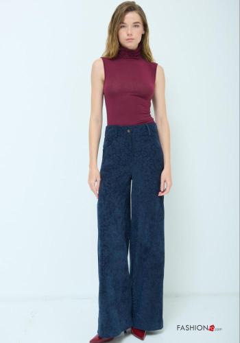 Tiermuster wide leg Hose mit Knöpfen mit Reißverschluss mit Taschen - ph 1