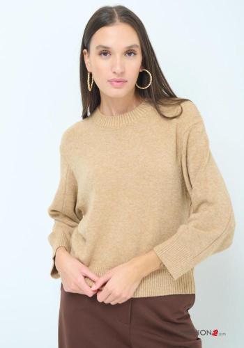lange ärmel u-boot ausschnitt Strickpullover - ph 1