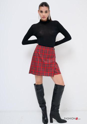 Falda pantalón con hebilla corto Estampado tartán - ph 1