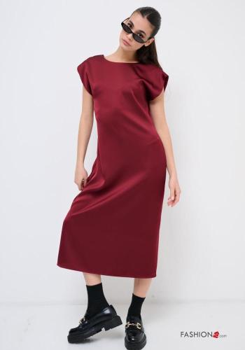 Abito girocollo scollato sulla schiena maniche corte raso lungo - ph 1