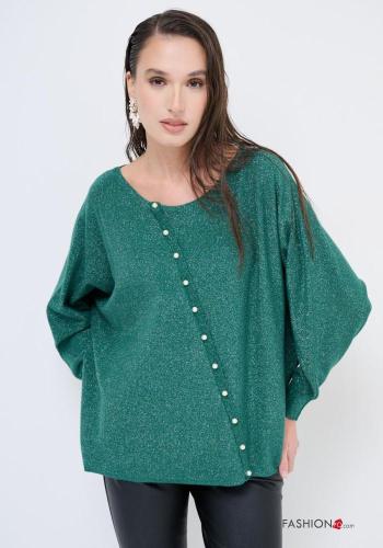 lurex crew neck oversized Sweater with pearls - ph 1
