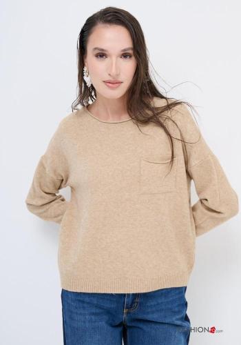 long sleeve crew neck Sweater with pockets - ph 1