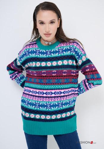 long sleeve crew neck Wool Mix Sweater - ph 1